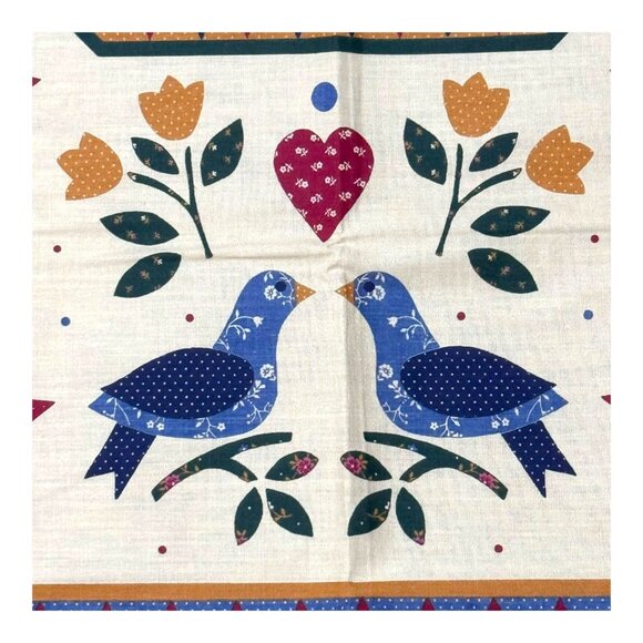 Cuddle Prints By Fabri-Quilt Quilted Wall Hanging Throw Blanket Folk Art Birds - Picture 5 of 7